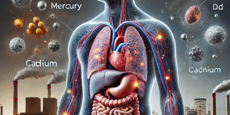 Functional GYN site showing a human body showing internal organs surrounded by toxic environment showing metals and toxins